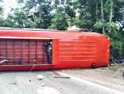 Horor Kecelakaan Bus di Takari Menyebabkan 18 Orang Terluka